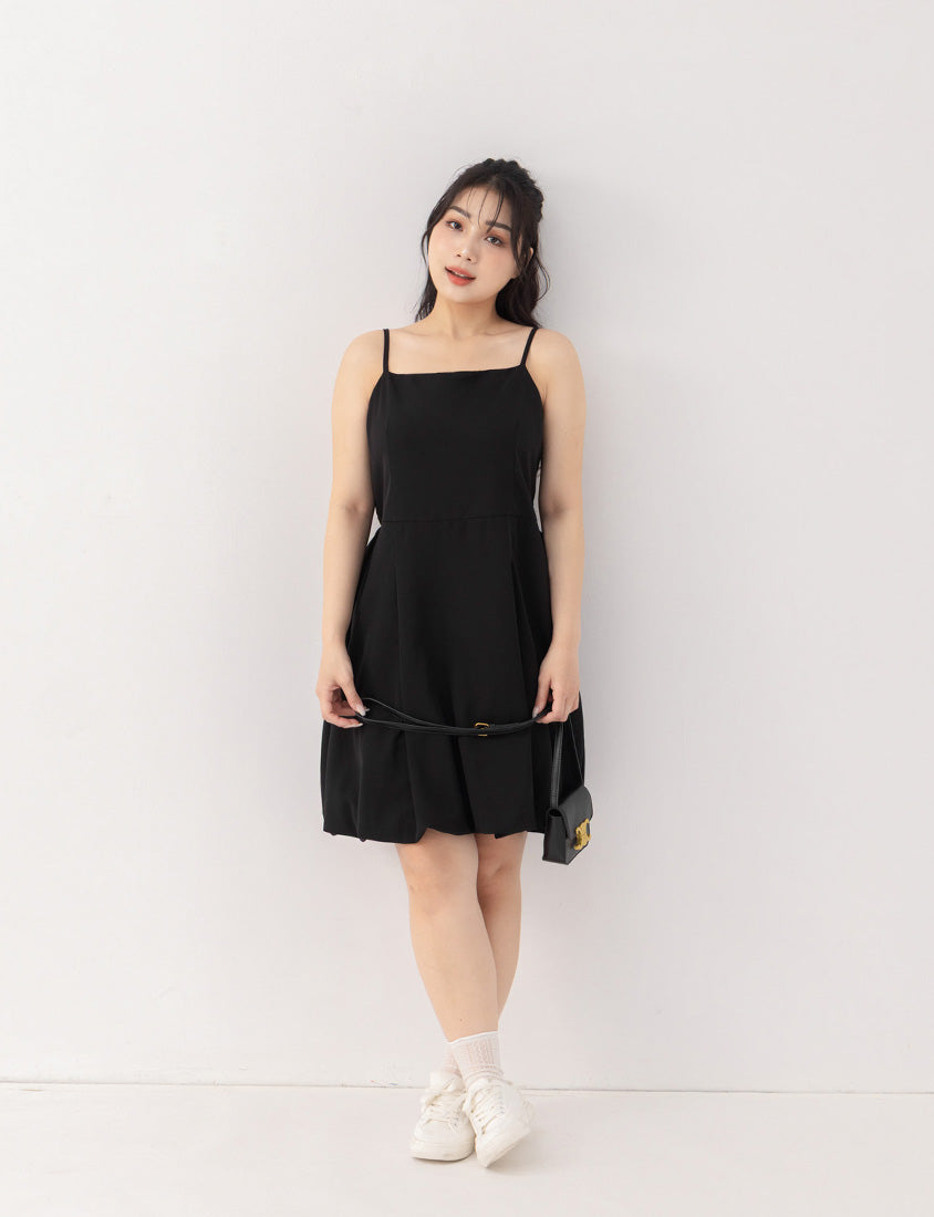 Japanese Style Adjustable Bubble Hem Plus Size Mini Dress
