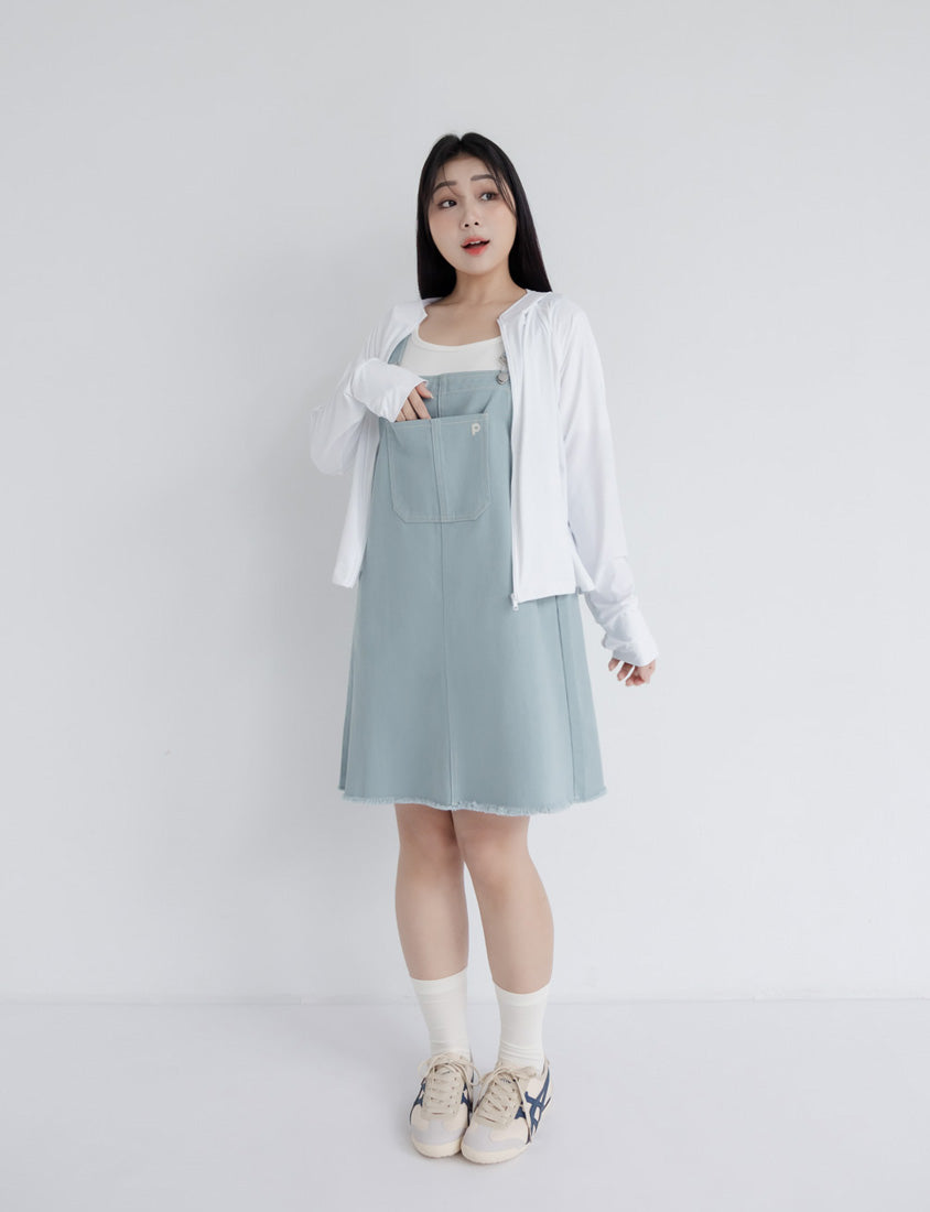 Adjustable Twill Cotton Strap Plus Size Midi Dress
