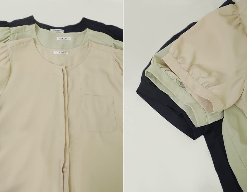 MISS. Minimalist Double Placket Pocket Plus Size Blouse