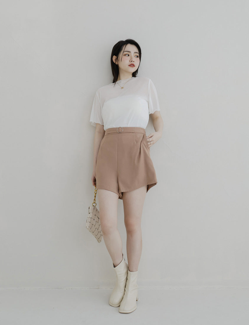 MISS. Latte Series Waistband Twill Plus Size Shorts