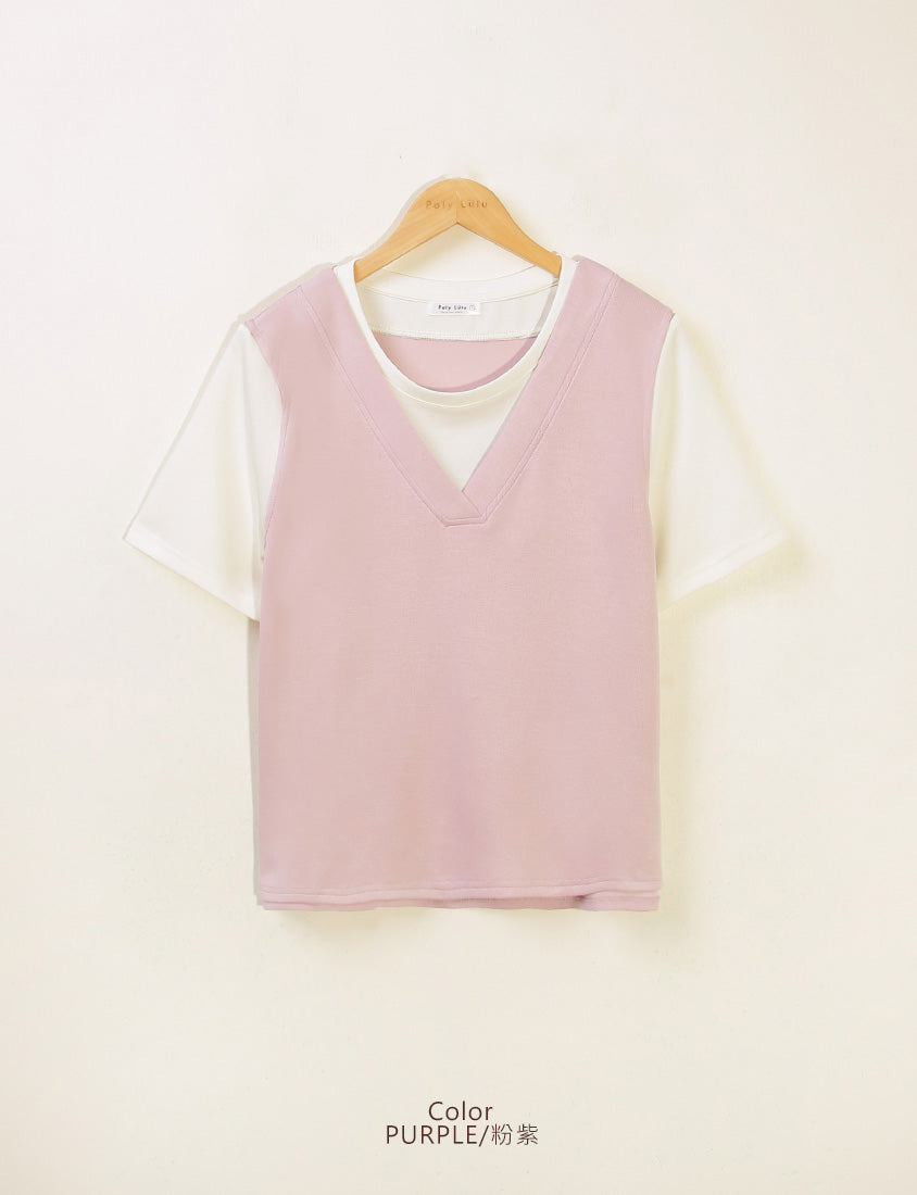 COOL PRO+ Space Cotton Faux Two-Piece Plus Size Top