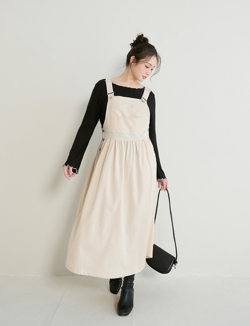 Adjustable Crinkled Utility Pockets Plus Size Cami Dress