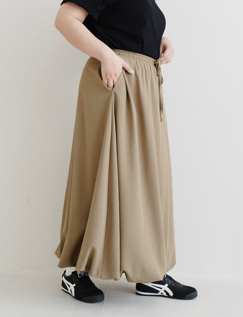Sweet Cloud Cotton Drawstring Plus Size Maxi Skirt