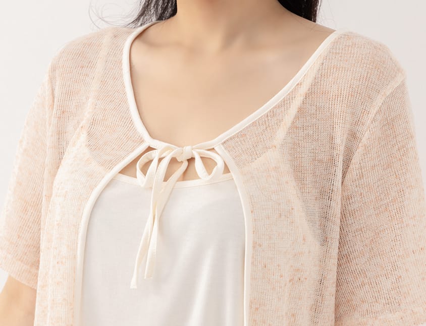 Two-Piece Snowflake Tie-Front Lightweight Plus Size Knit Top (With Vest)