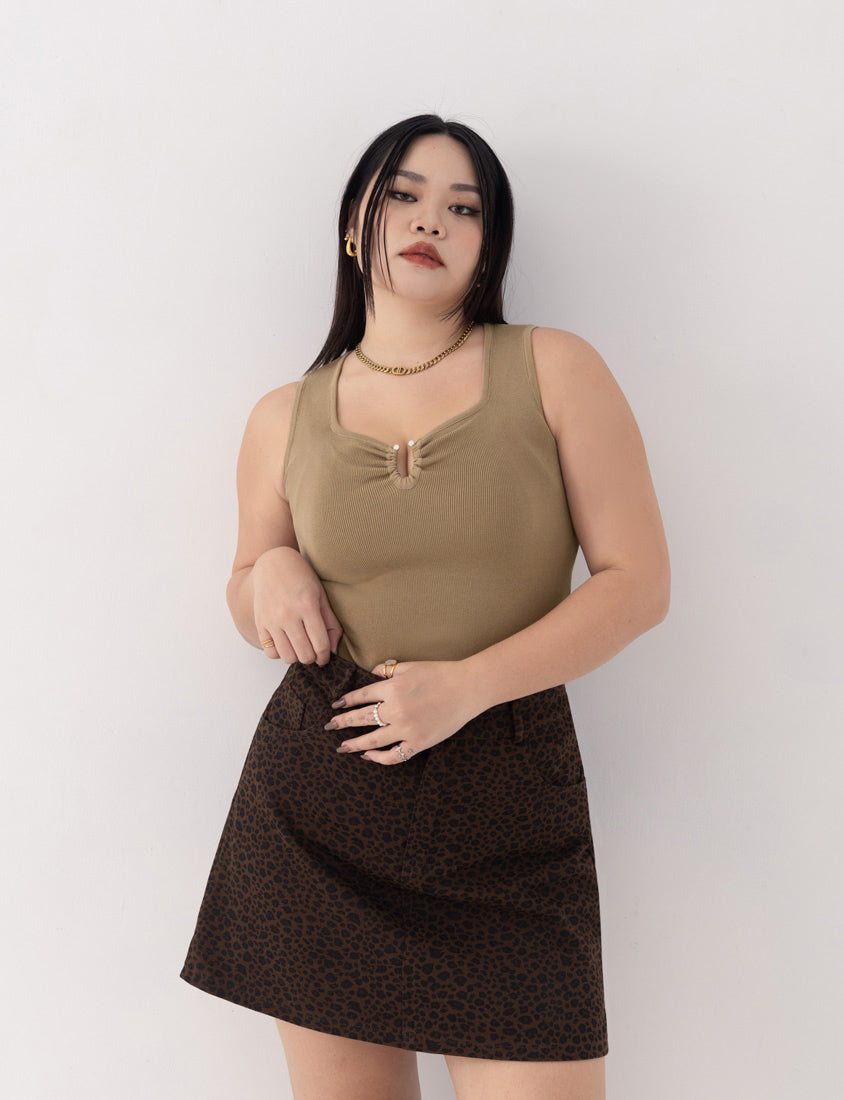 MUA! Sexy Ruched Knit Ring-Detail Plus Size Knit Cami