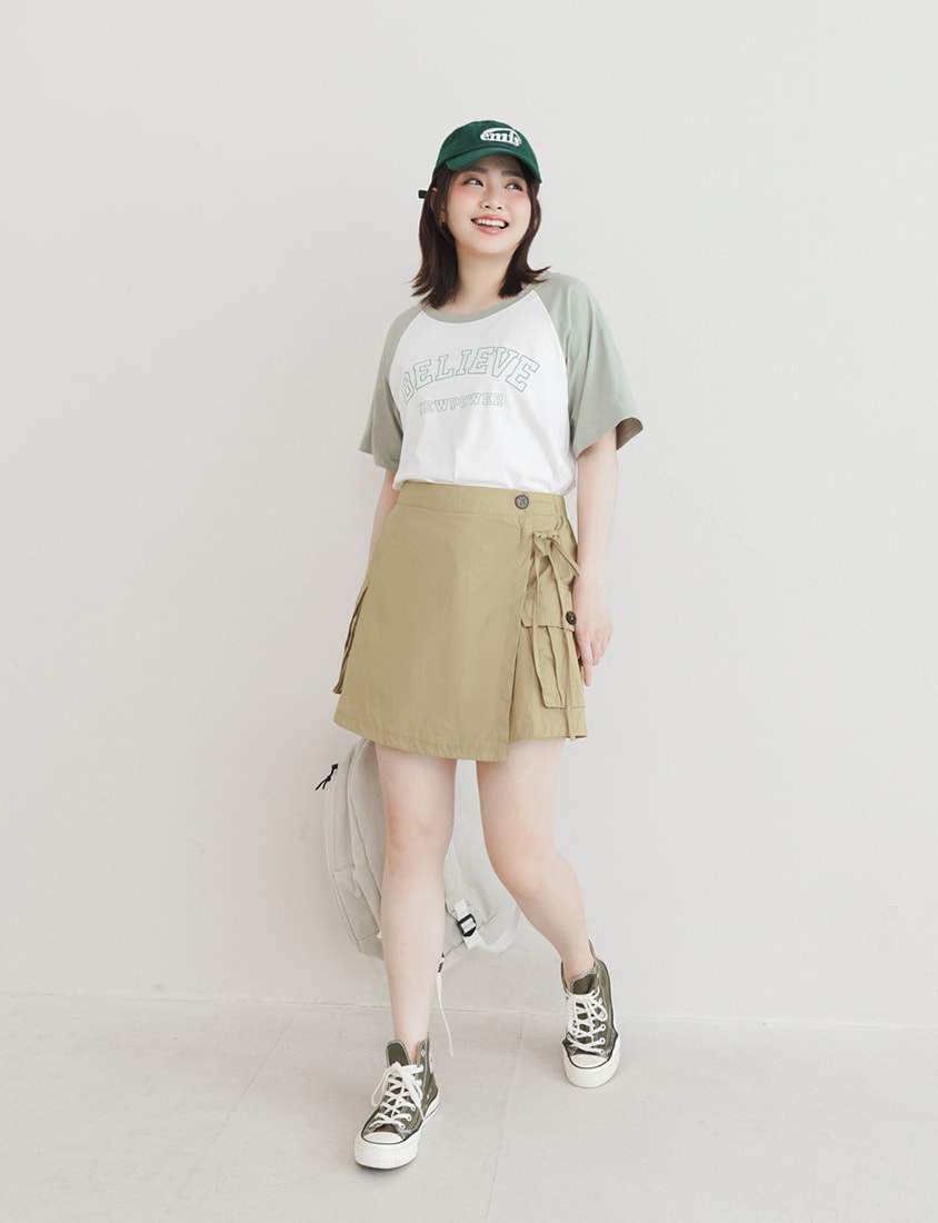 Sweet Crew Neck Colorblock Lettering Plus Size Tee