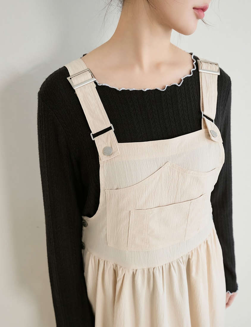 Adjustable Crinkled Utility Pockets Plus Size Cami Dress