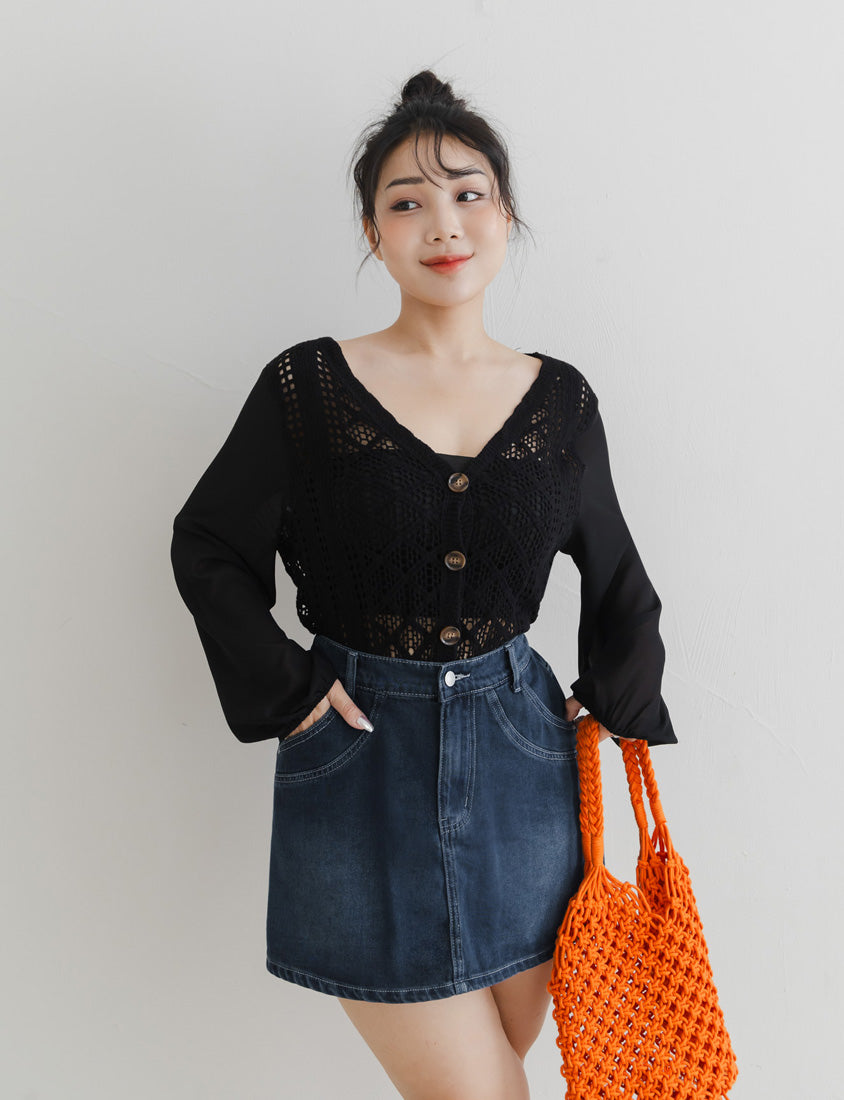 Bohemian Sheer Knit Plus Size Cover Up