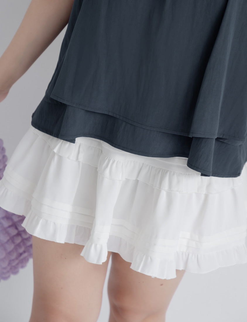 Summer Crinkled Double Layer Flounce Plus Size Top