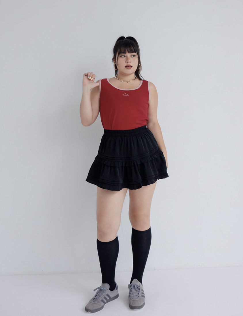 MUA! Sporty U-Neck Racerback Embroidery Plus Size Tank