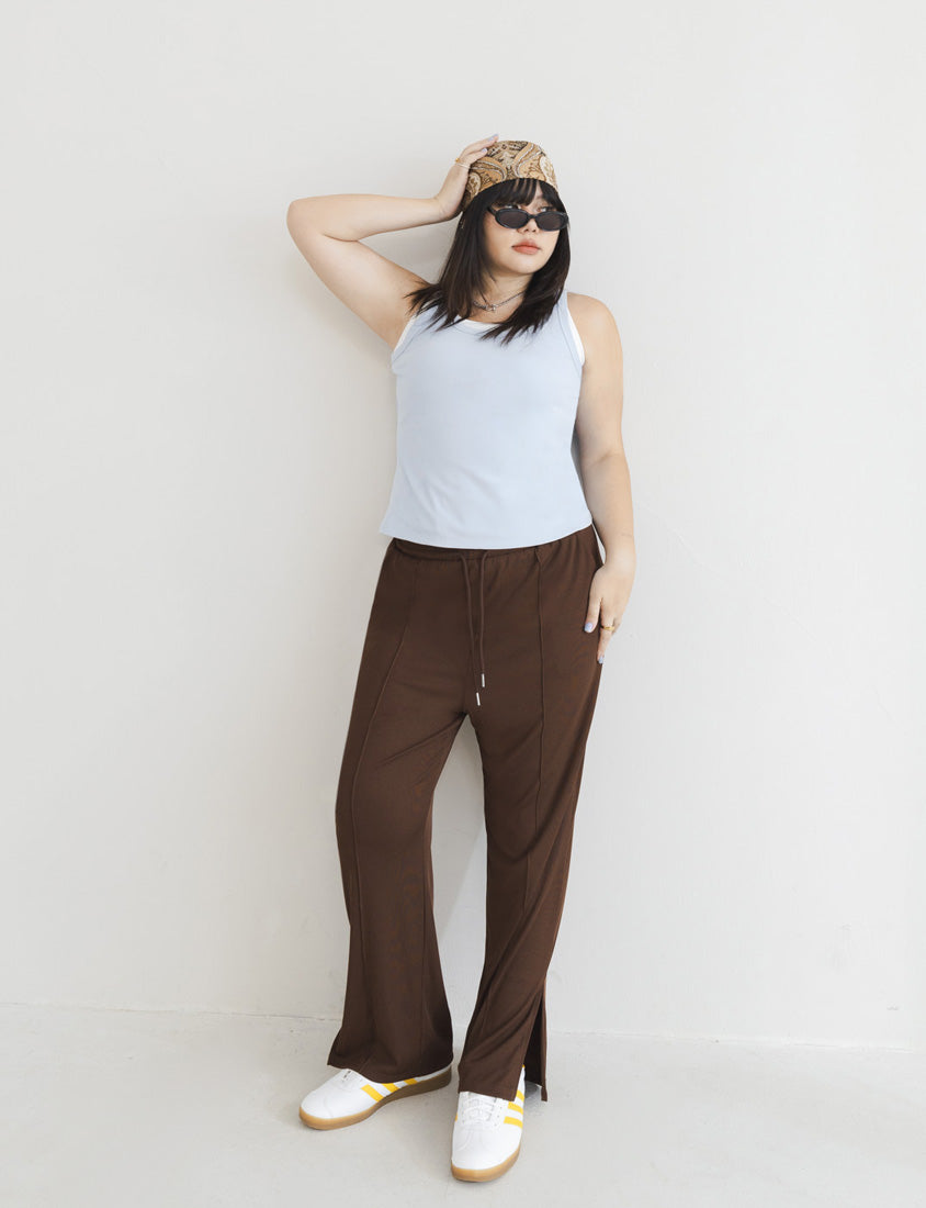 MUA! Ribbed Slimming Slit-Hem Plus Size Pants