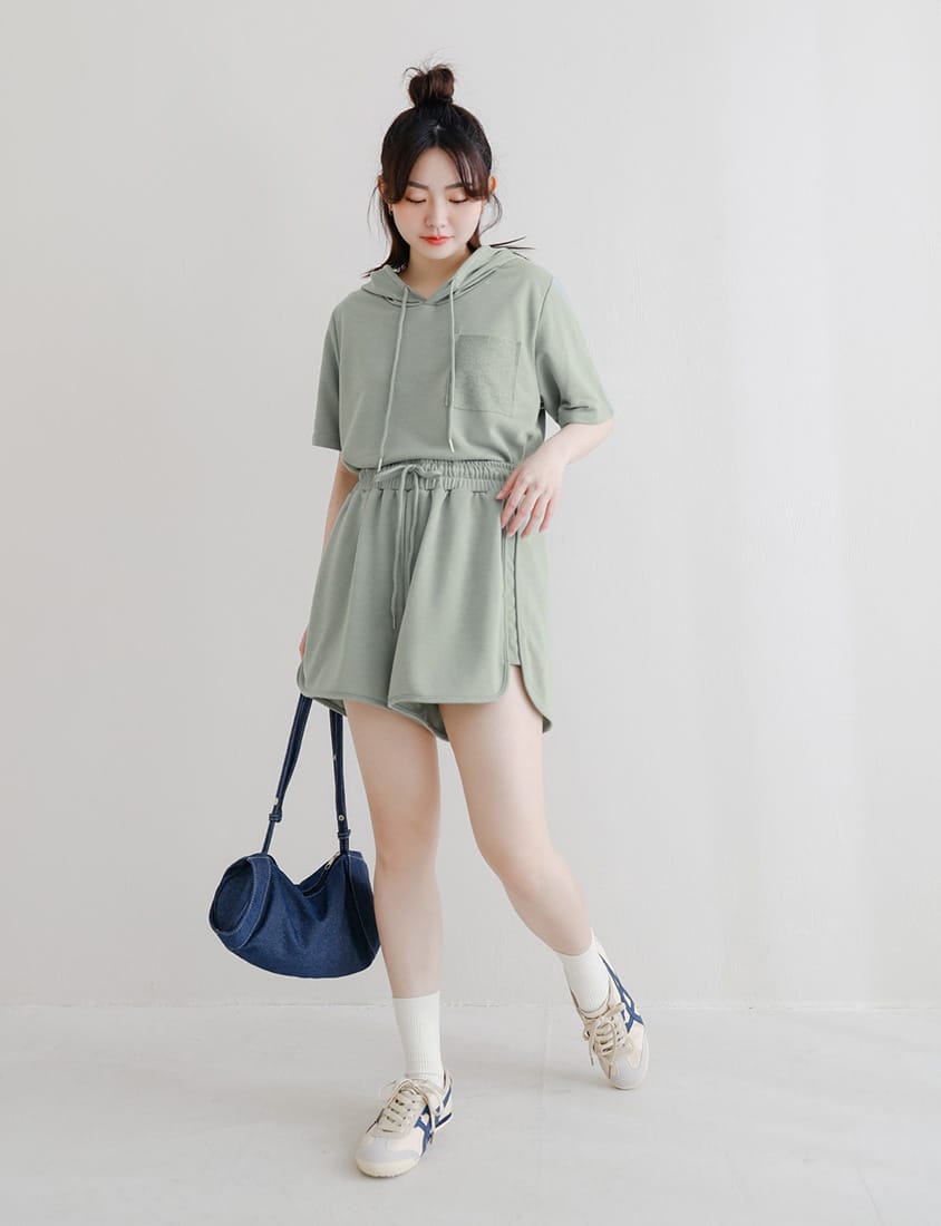 MISS. Casual Slit Drawstring Plus Size Shorts