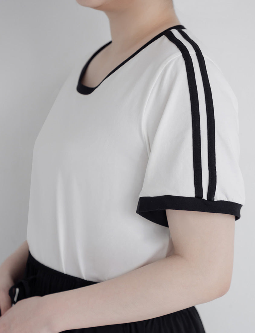 American Style Sporty Bow Embroidery Plus Size Tee