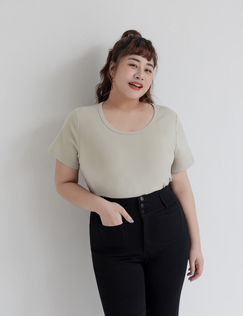 U-Neck Multicolor Plus Size Comfy Slim Tee