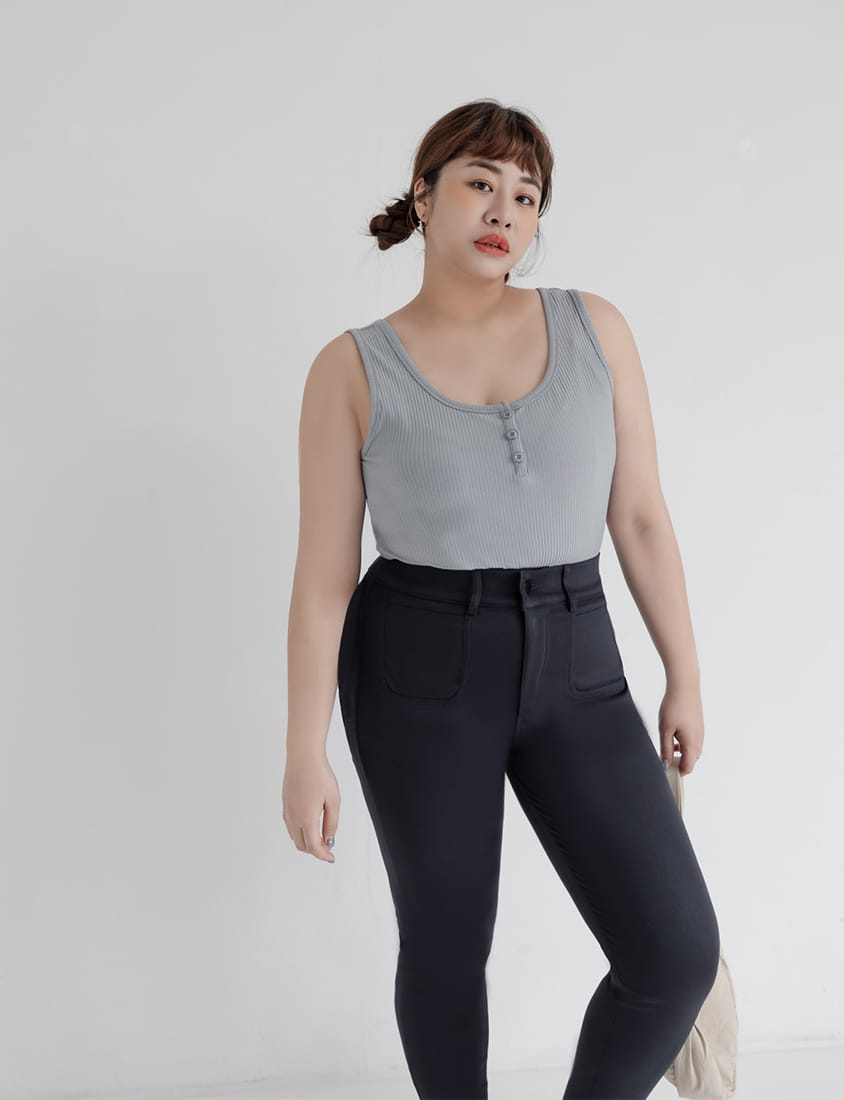 Tummy-Flattering Plus Size Slimming Pants (Single Button)