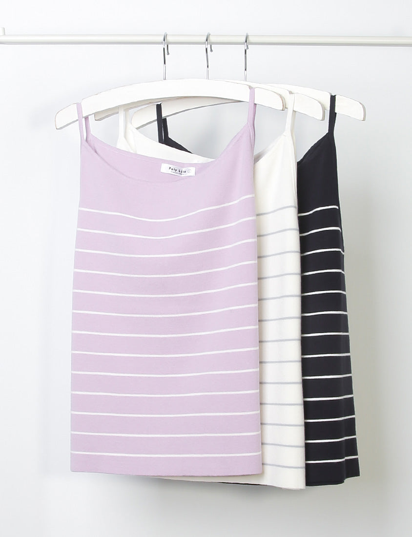 MISS. Versatile Soft Skin Stripe Knit Plus Size Tank Top