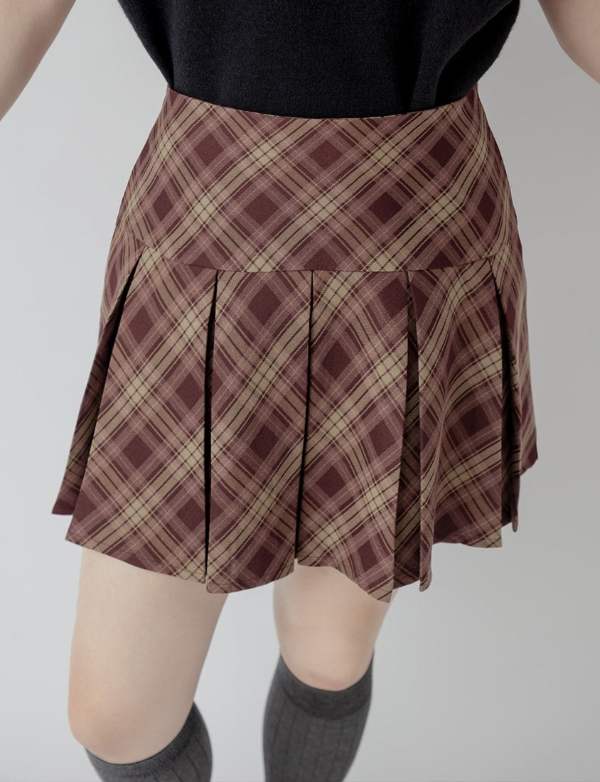 Preppy Pleated Plaid Plus Size Mini Skirt