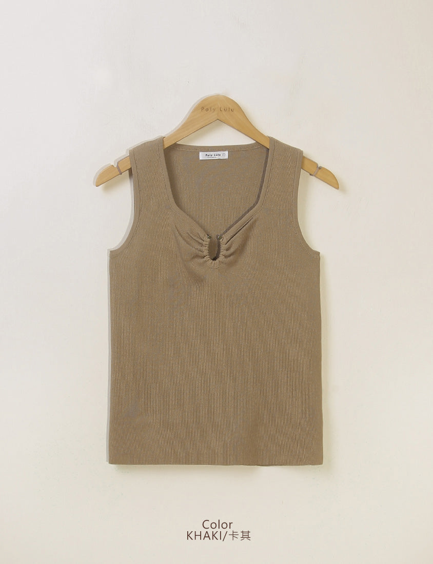 MUA! Sexy Ruched Knit Ring-Detail Plus Size Knit Cami
