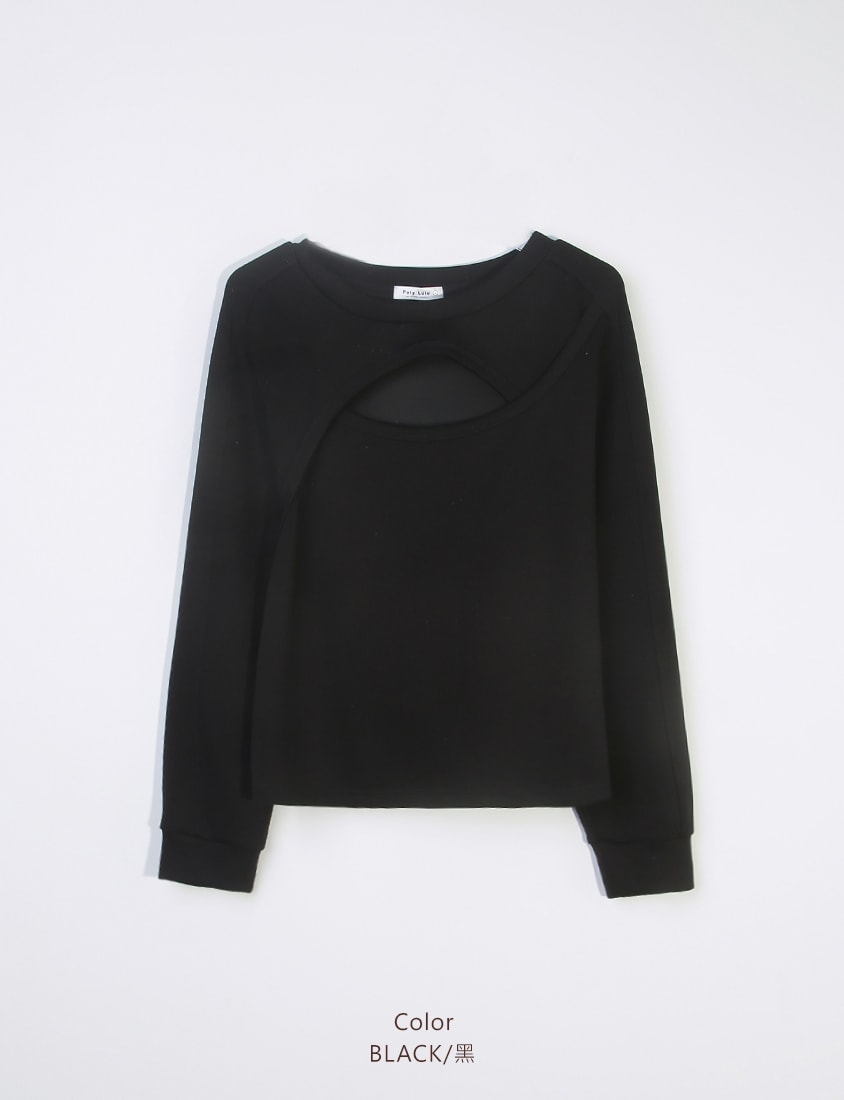 MUA! Cloud Cotton Front Cut-Out Plus Size Long Sleeve Top