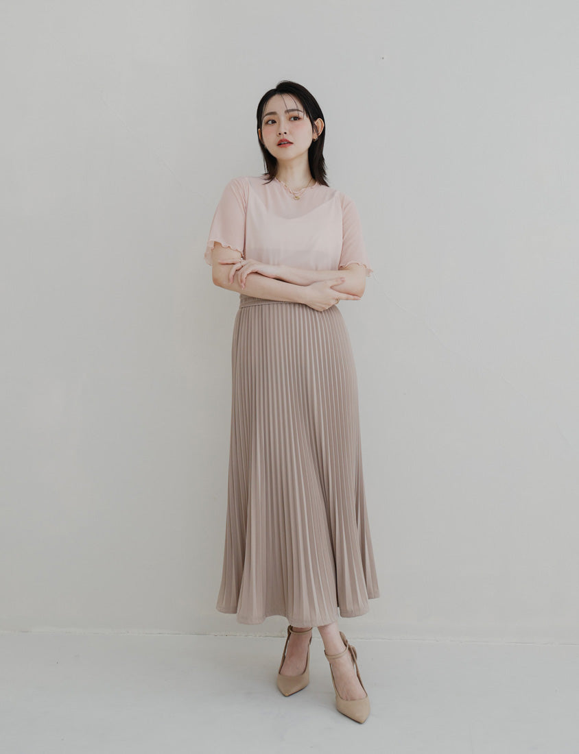 MISS. Sheer Wavy Edge Korean Style Plus Size Short Sleeve Top