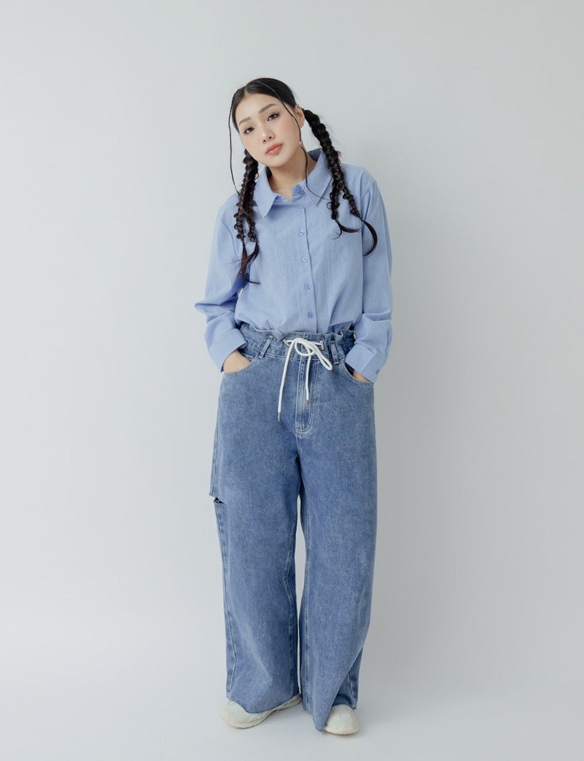 Classic Versatile Plus Size Striped Shirt