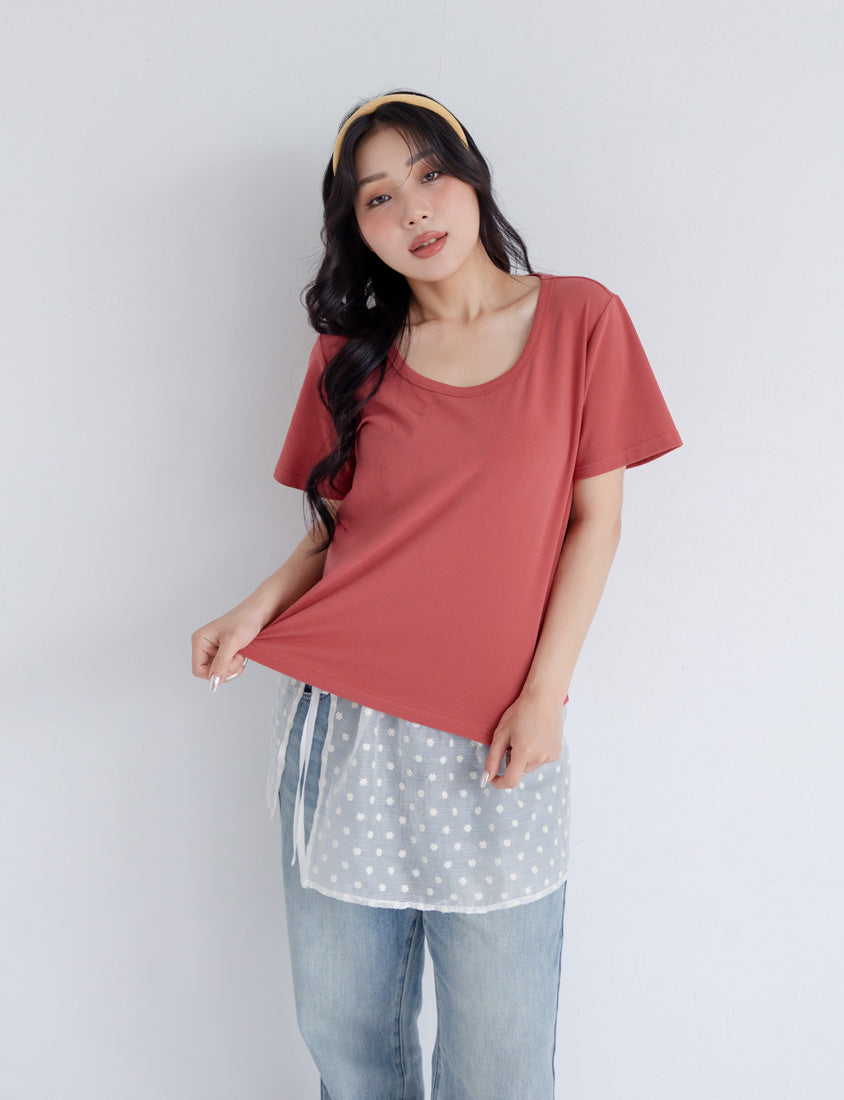 U-Neck Multicolor Plus Size Comfy Slim Tee