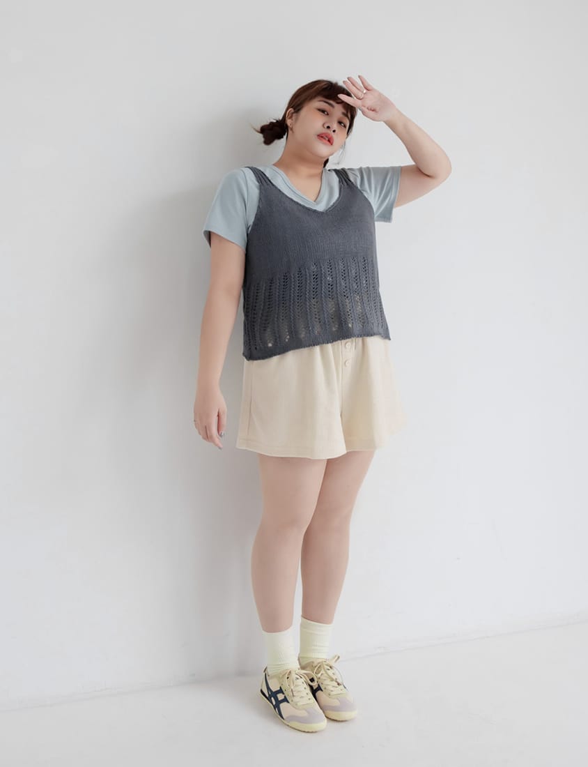 V-Neck Multicolor Plus Size Comfy Slim Tee