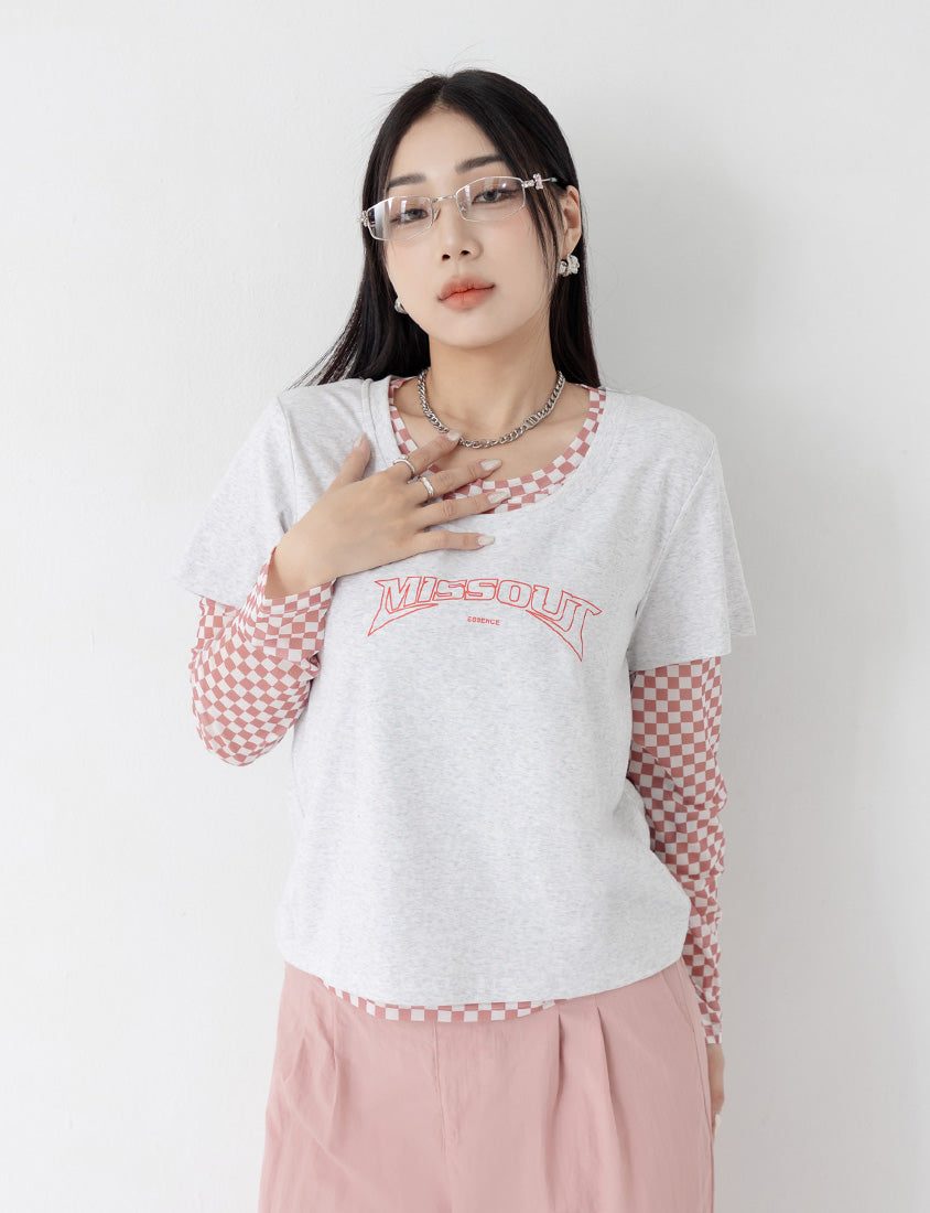 MUA! Colorblock Graphic Crewneck Plus Size Short Sleeve Tee