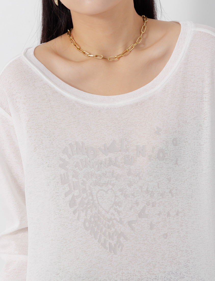 MUA! Chic Graphic Heart Lettering Plus Size Top