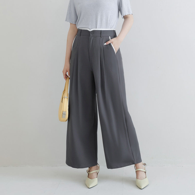 MISS. Contrast Waist Pleated Plus Size Trousers