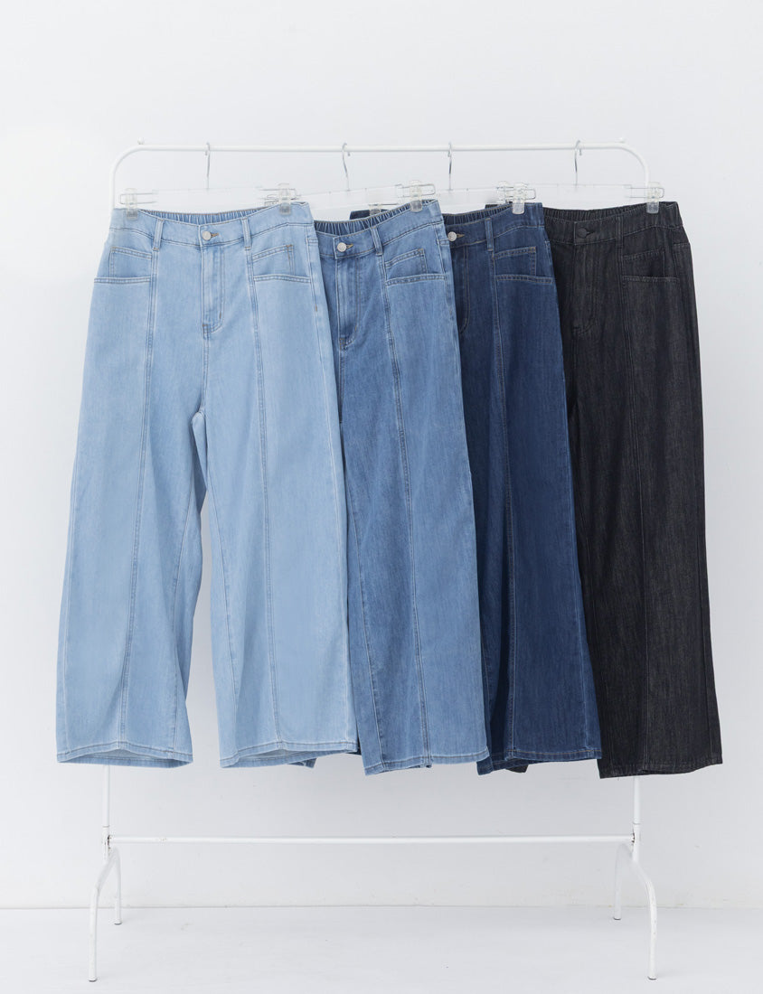 Standard Stitch Detail Plus Size Wide-Leg Jeans