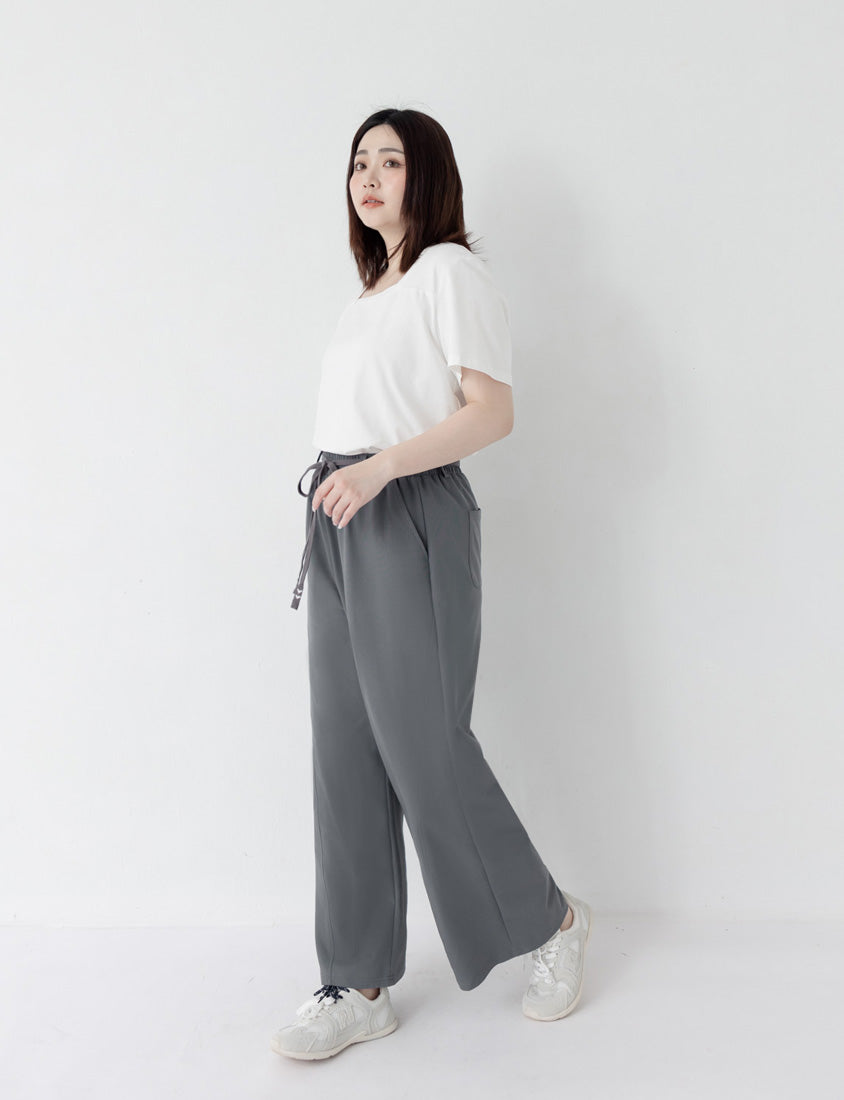 UV PRO+ Cooling Plaid Plus Size Wide-Leg Pants (with Waist-Tie)