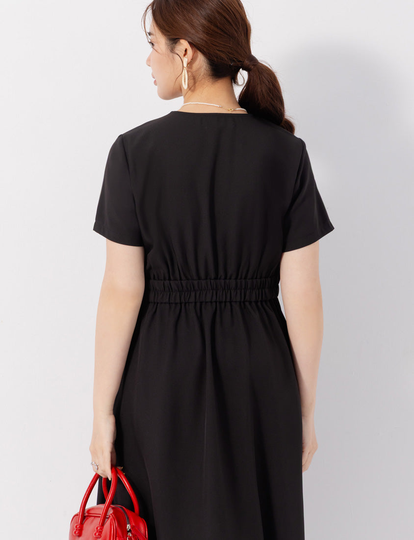 MISS. Slim Fit V-Neck Faux Button Plus Size Maxi Dress