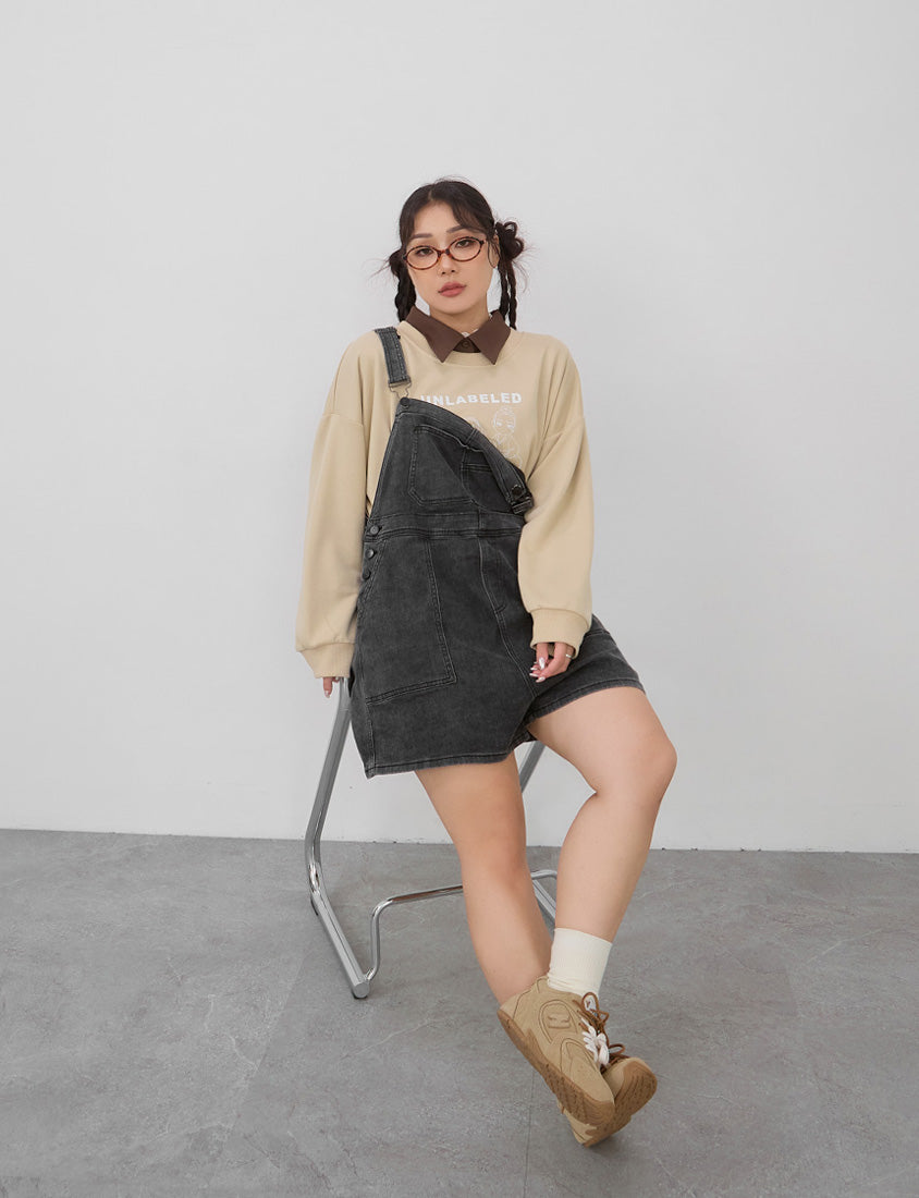 Adjustable Multi-Pocket Denim Plus Size Overalls Shorts