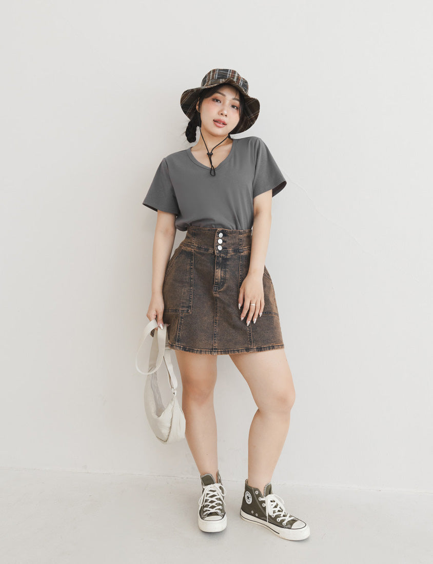 V-Neck Multicolor Plus Size Comfy Slim Tee