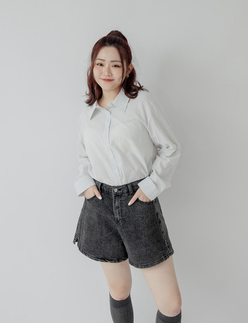 Classic Versatile Plus Size Striped Shirt