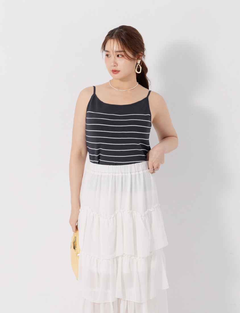 MISS. Versatile Soft Skin Stripe Knit Plus Size Tank Top