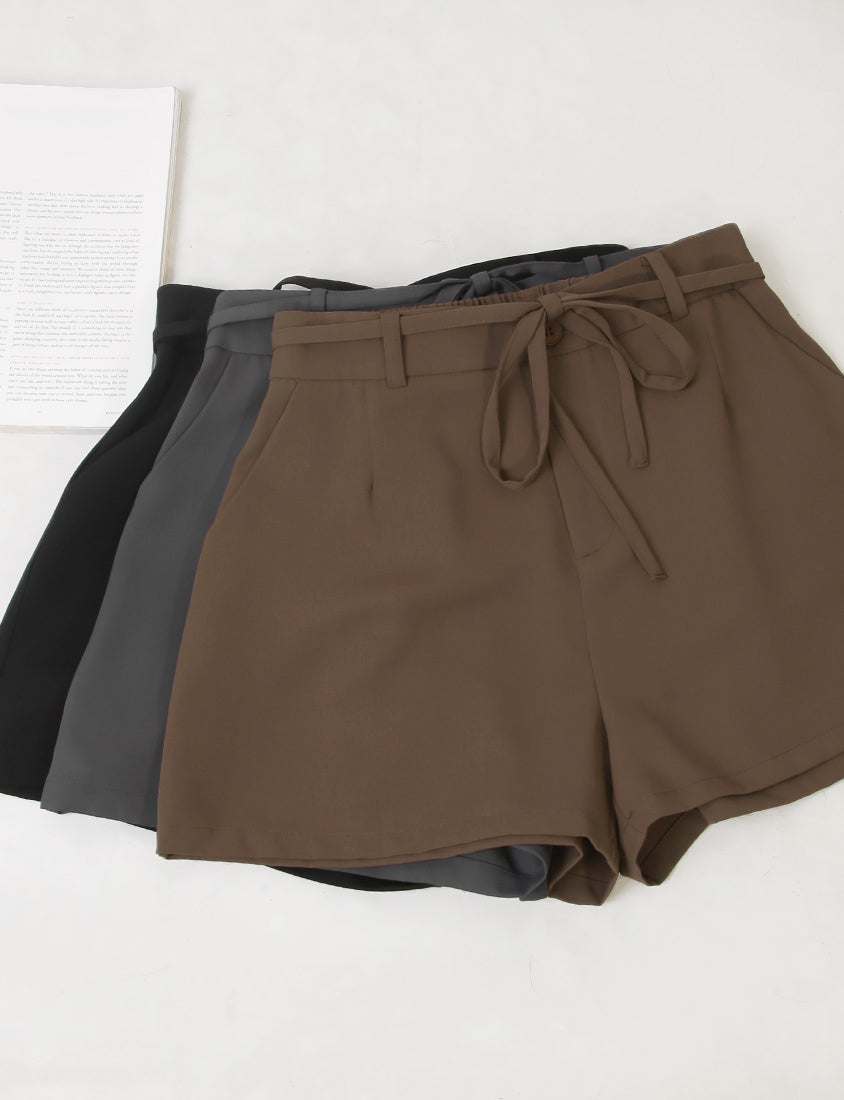 MISS. Silky Cool Plus Size Tailored Shorts (with Waist Tie)