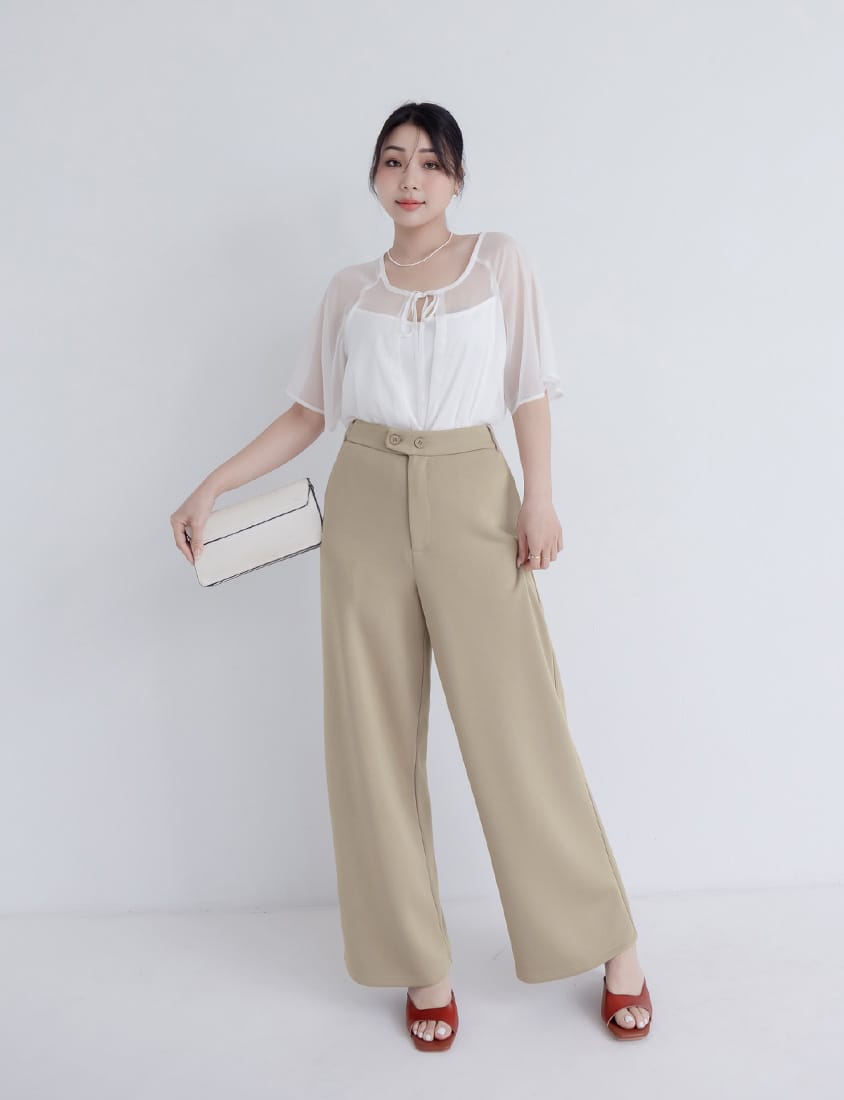 Miss. Space Cotton Back-Elastic Plus Size Straight-Leg Pants