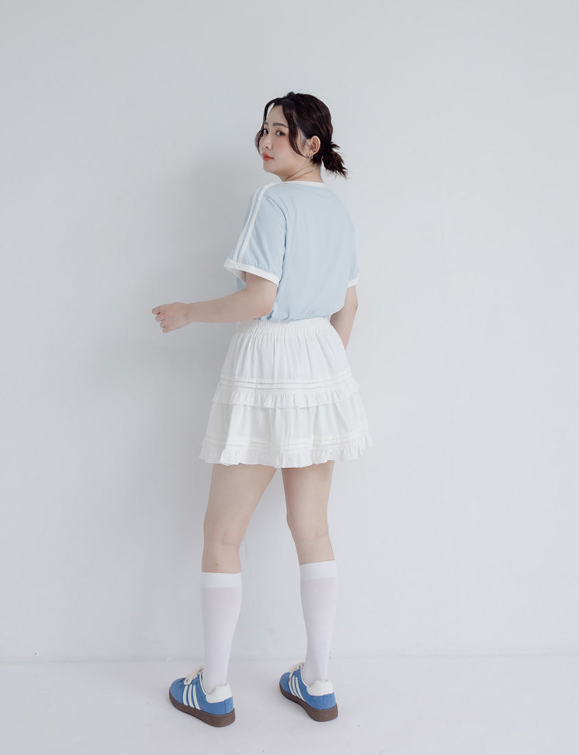 American Style Sporty Bow Embroidery Plus Size Tee