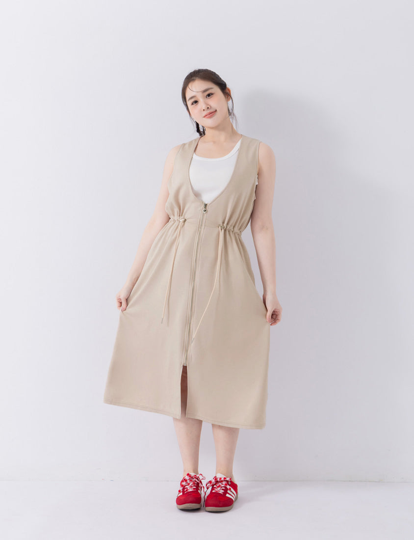 Ultra-Light Space Cotton Zip Front Plus Size Maxi Dress