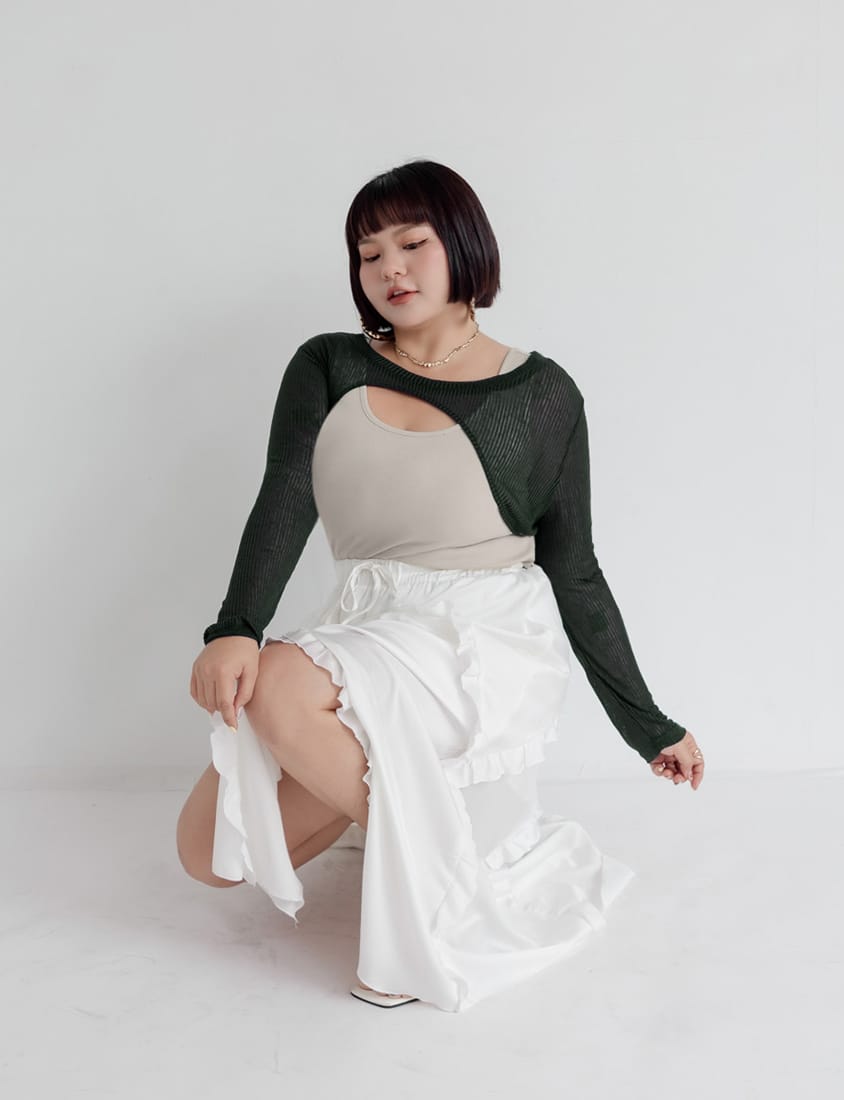 MUA! Layered Ribbed Contrast Plus Size Top