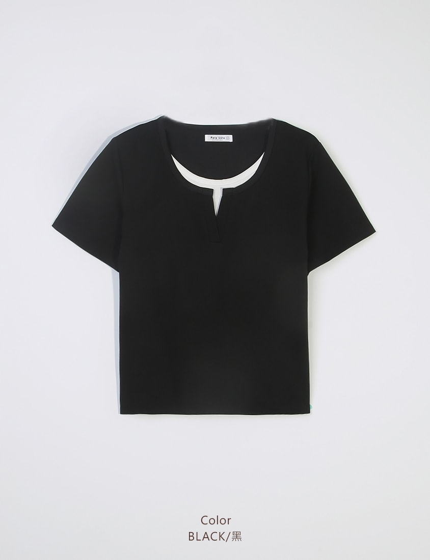 Versatile V-Neck Faux Two Piece Plus Size Tee