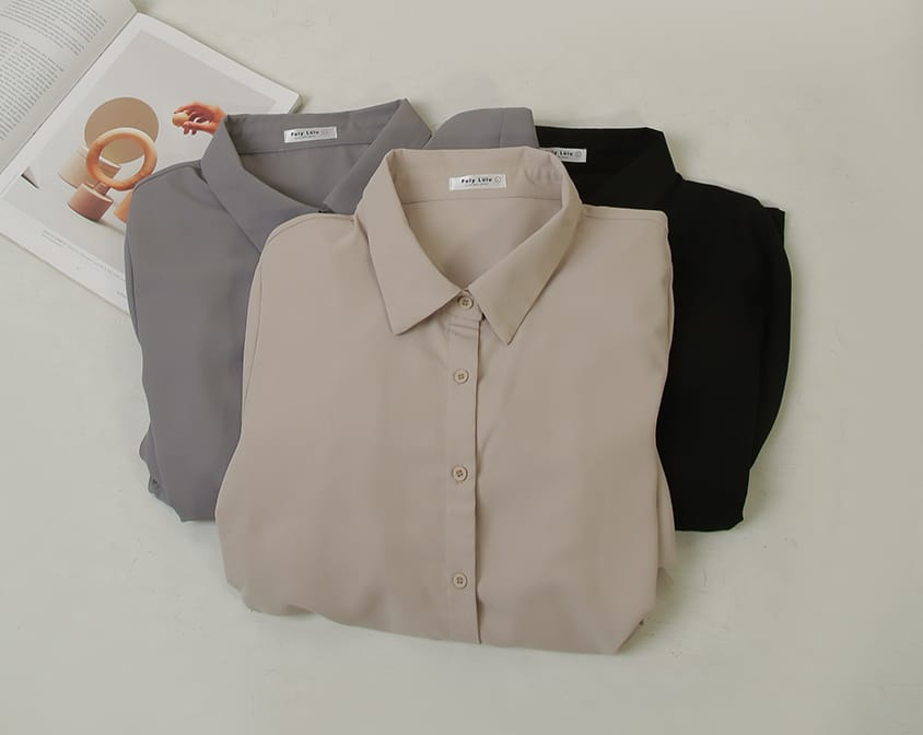 MISS. Button Twill Collar Plus Size Short Sleeve Dress (with Belt)