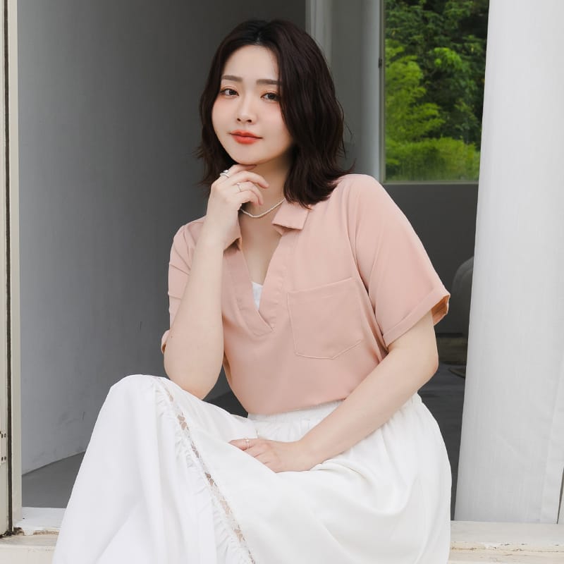 MISS. Wrinkle-Resistant Multicolor Faux Two-Piece Plus Size Top