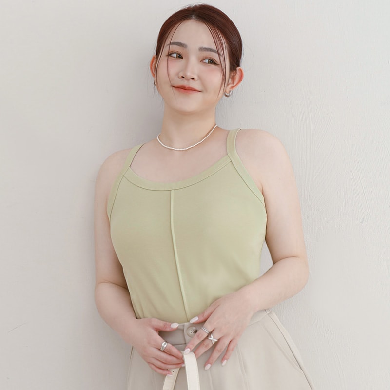 MISS. Silky Cooling Sleeveless Cut Stitch Plus Size Tank Top