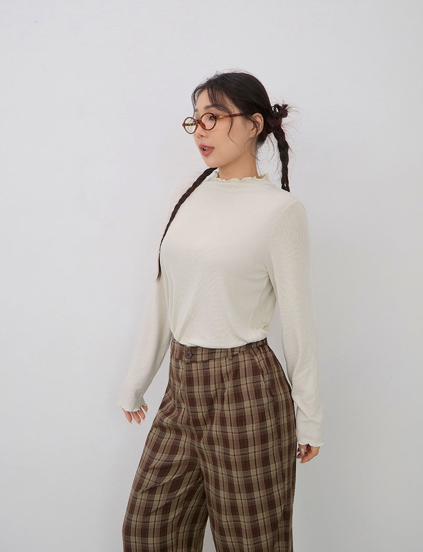 Classic Soft Ribbed Lettuce Edge Plus Size Top