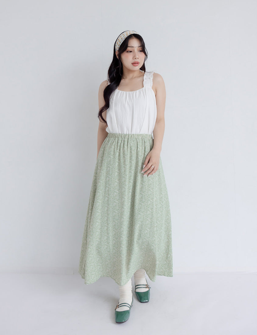 Sweet & Feminine Floral Flared Maxi Skirt