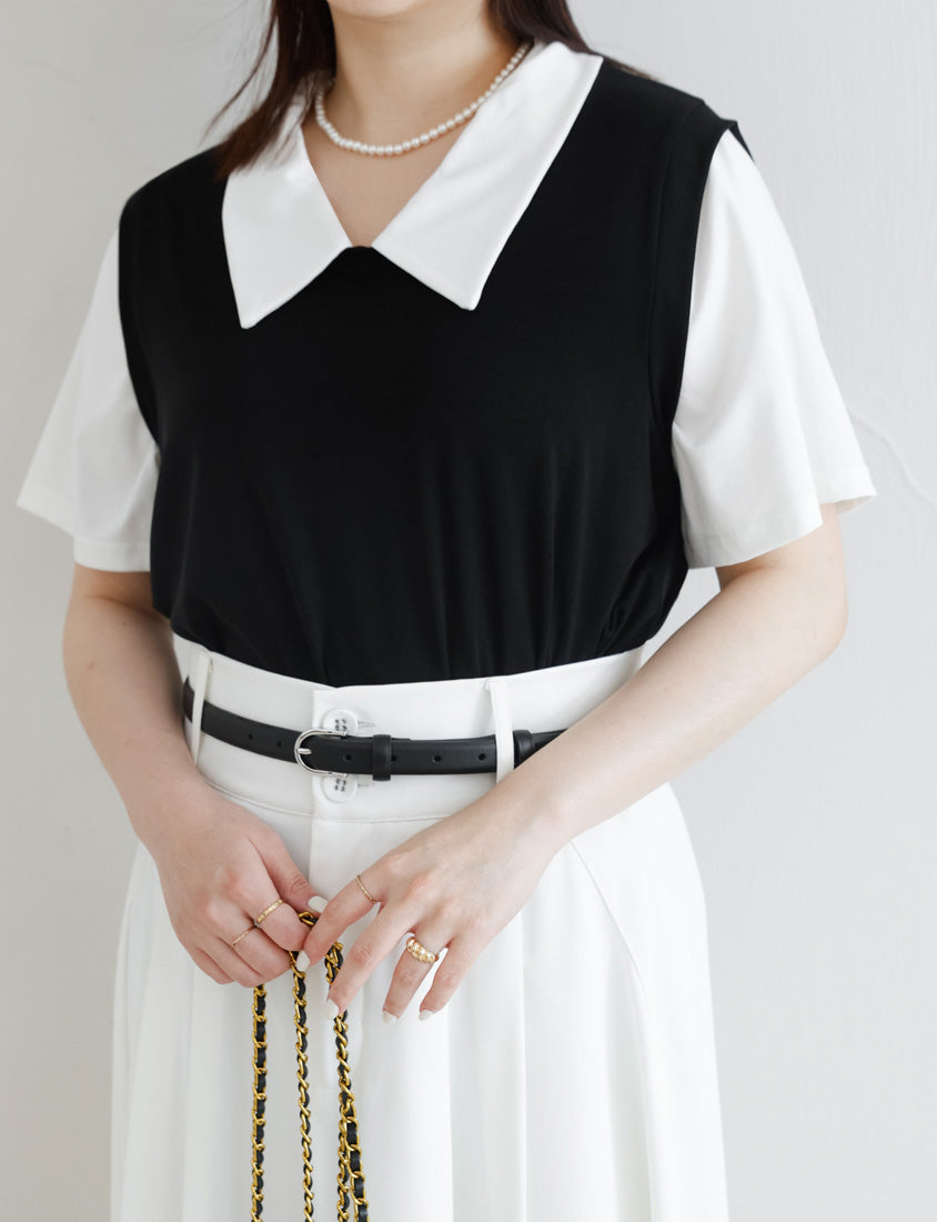 MISS. Lyocell Cooling Faux Two-Piece Plus Size Top