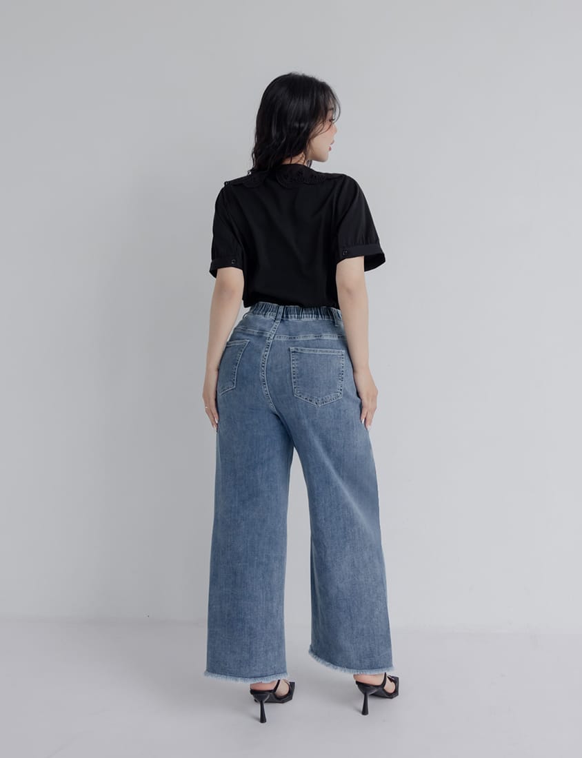 Cooling Tech with Raw Hem Plus Size Straight Leg Denim